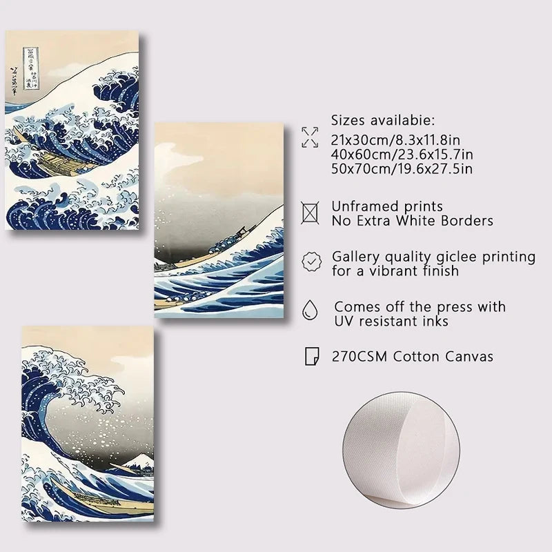 Japanese Style Canvas Posters "Waves of Kanagawa"