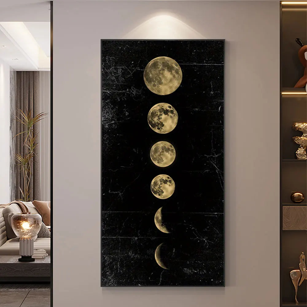 Wall Art Moon Phase Gold Black Posters Aesthetic Canvas Art Prints Abstract Painting Wall Picture for Living Room Home Decor