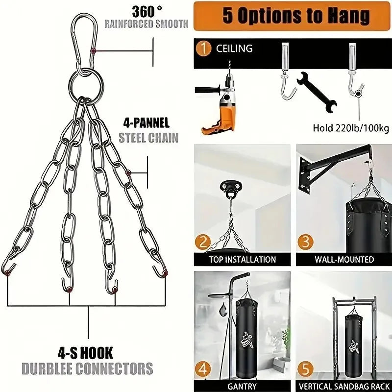 Heavy Duty Oxford Cloth Sandbag, Red, Unfilled Hanging Boxing Bag Set with Gloves and Hooks for MMA, Karate, Kickboxing Training