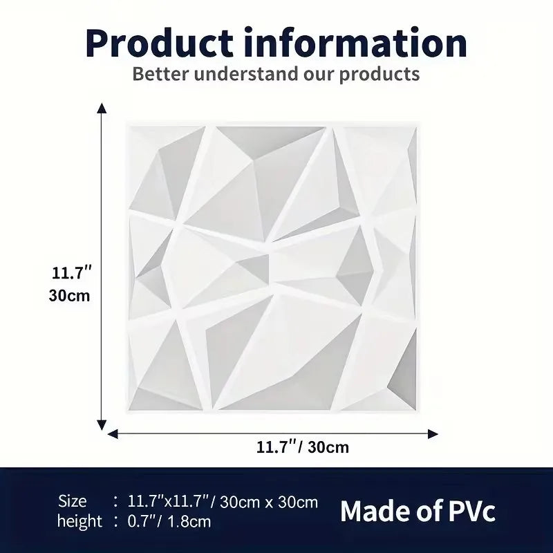 30x30cm 3d Art Decor 3D Wall Panel Cutting Geometric Diamond Carved Wood tile Adhesives Bottom Non self-adhesive 3d Wall Sticker