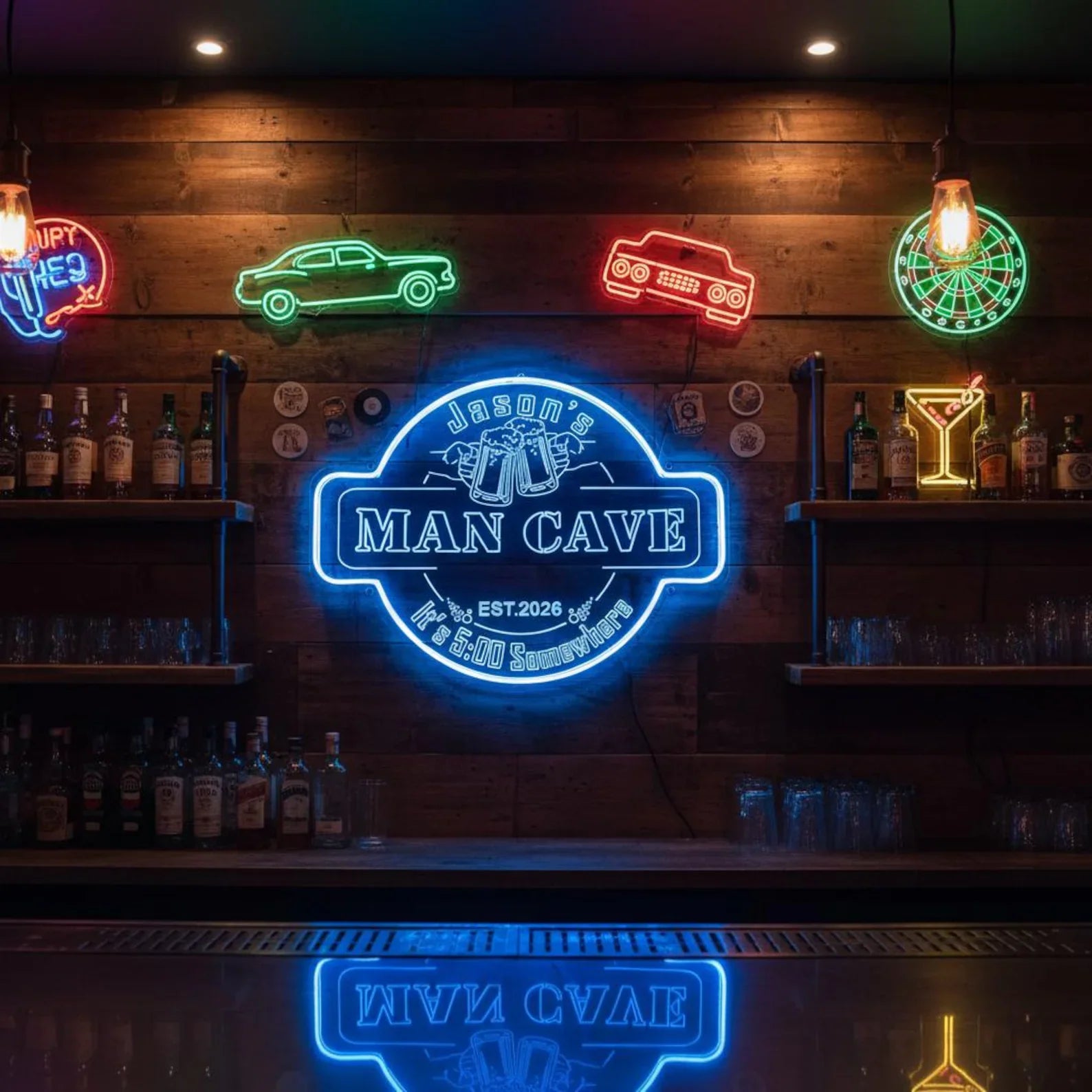 Custom Bar Neon Sign,Custom Man Cave Neon Sign,Personalized Light Up Man Cave Signs,Home Bar Decor,Beer Cave Decor,Gifts for Men