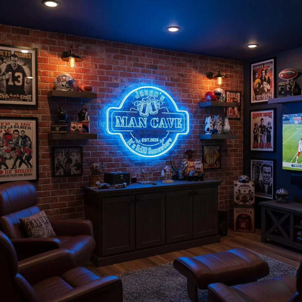 Custom Bar Neon Sign,Custom Man Cave Neon Sign,Personalized Light Up Man Cave Signs,Home Bar Decor,Beer Cave Decor,Gifts for Men