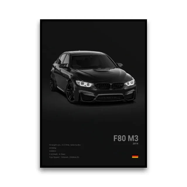 Famous Cars Canvas Wall Art