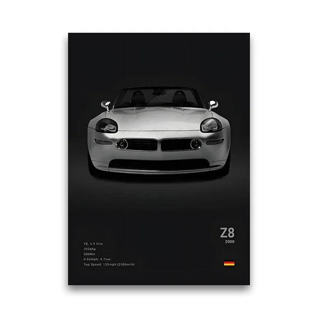 Famous Cars Canvas Wall Art