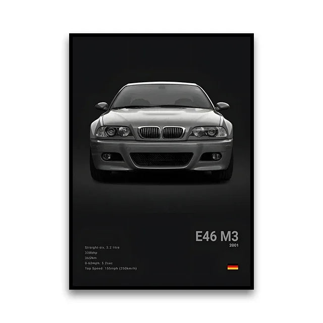 Famous Cars Canvas Wall Art
