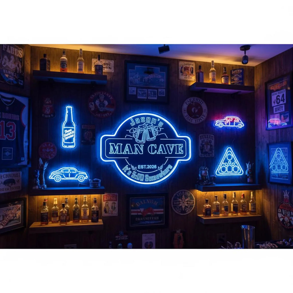 Custom Bar Neon Sign,Custom Man Cave Neon Sign,Personalized Light Up Man Cave Signs,Home Bar Decor,Beer Cave Decor,Gifts for Men