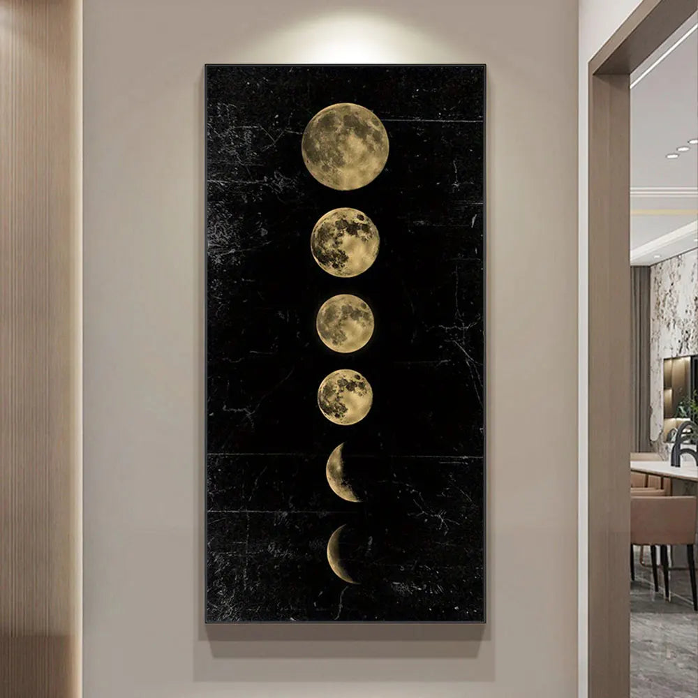 Wall Art Moon Phase Gold Black Posters Aesthetic Canvas Art Prints Abstract Painting Wall Picture for Living Room Home Decor